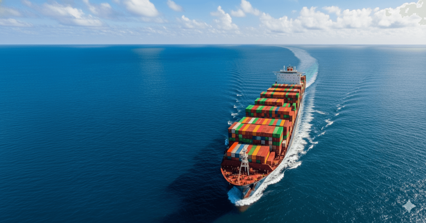 Ocean tanker sailing across calm seas